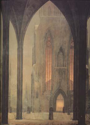 Oehme, Ernst Ferdinand Cathedral in Winter (mk10) Spain oil painting art